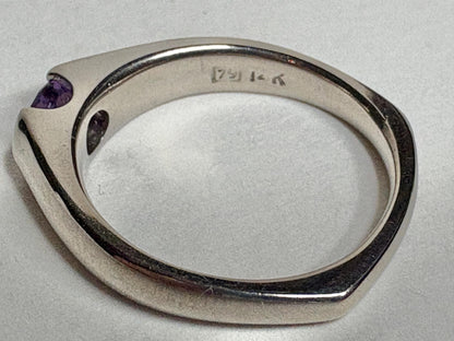 Violet Purple Natural Sapphire Band Ring in Solid 14k White Gold with Euro Shank size 7.75 - NewLifeJewelryVault