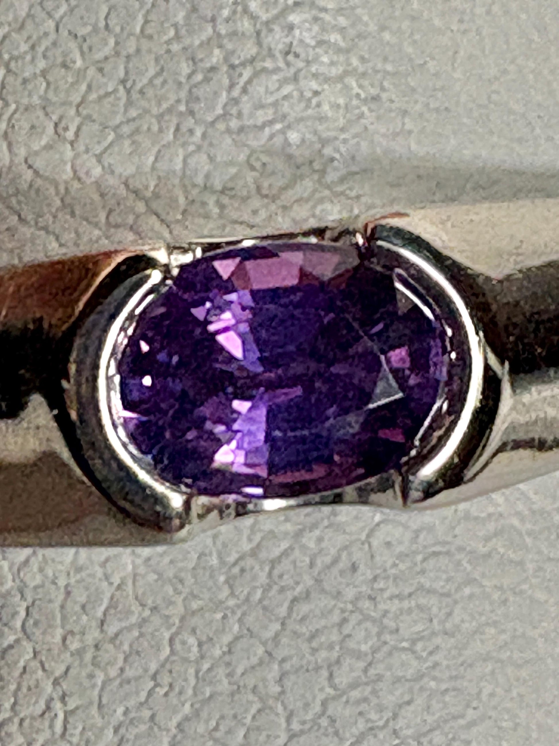 Violet Purple Natural Sapphire Band Ring in Solid 14k White Gold with Euro Shank size 7.75 - NewLifeJewelryVault