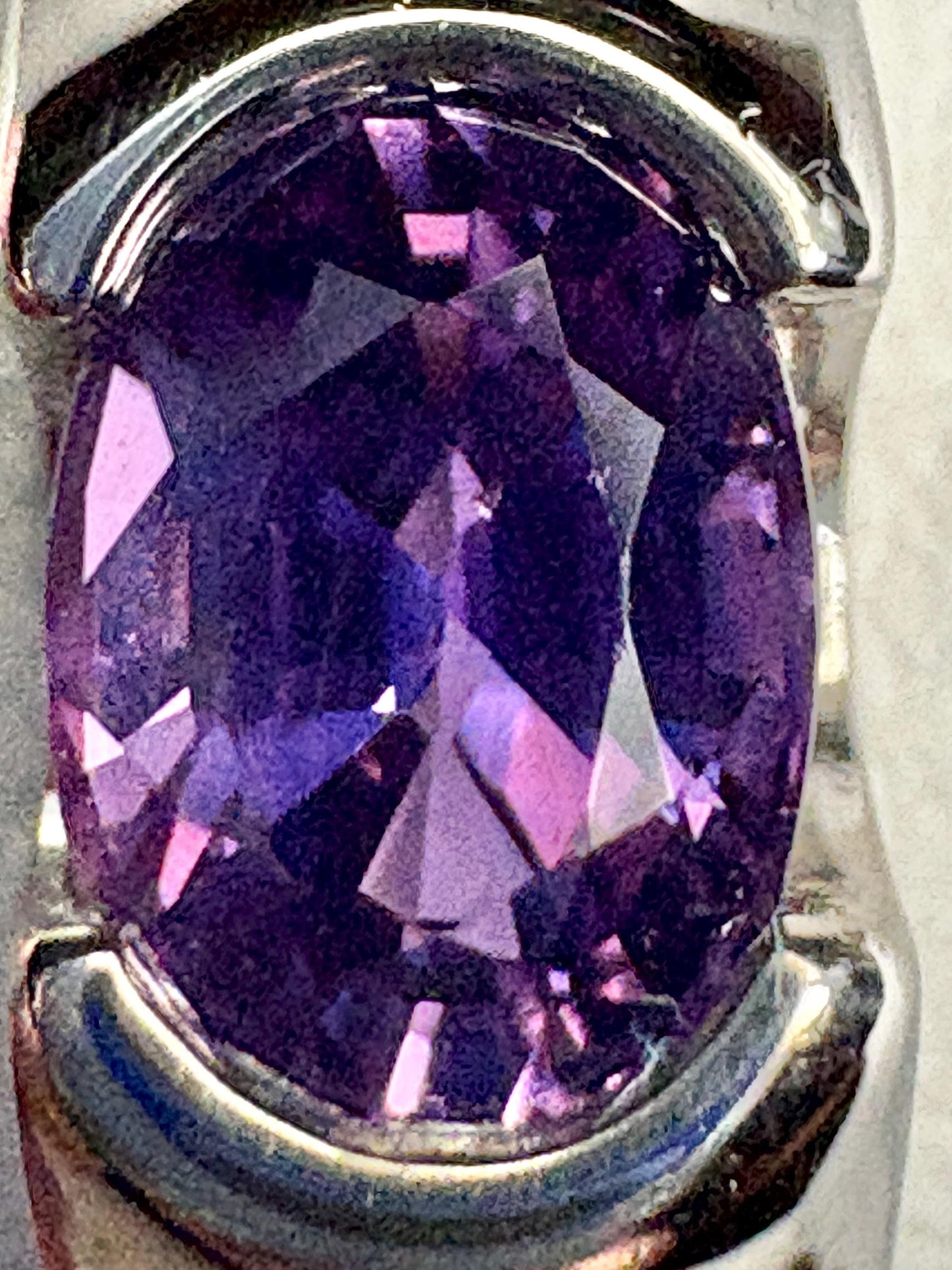 Violet Purple Natural Sapphire Band Ring in Solid 14k White Gold with Euro Shank size 7.75 - NewLifeJewelryVault