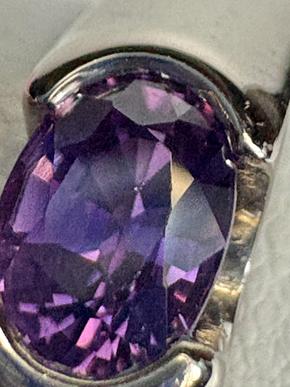 Violet Purple Natural Sapphire Band Ring in Solid 14k White Gold with Euro Shank size 7.75 - NewLifeJewelryVault