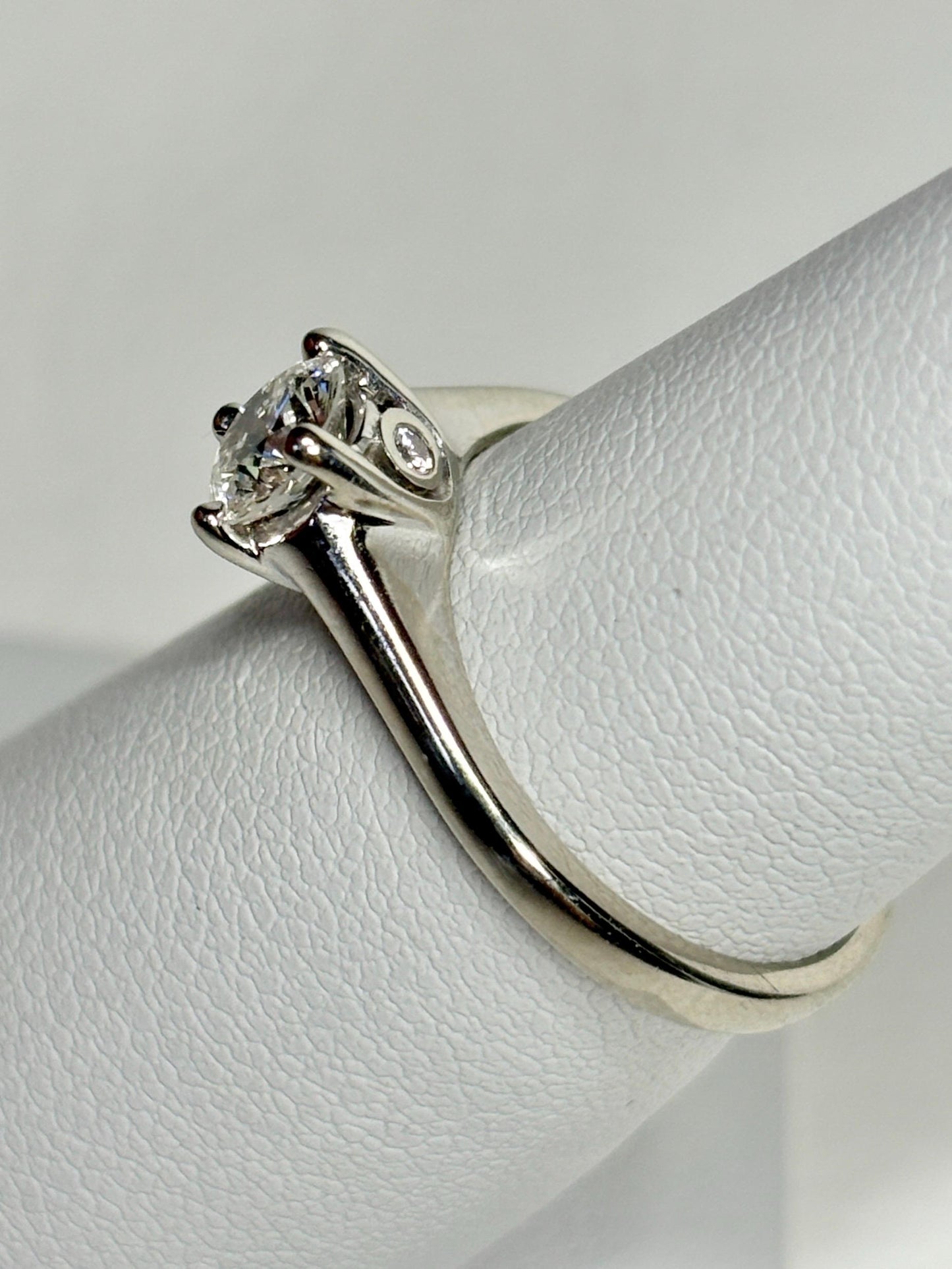 Classic Diamond Solitaire Engagement Ring in Solid 14k White Gold .56ct ctr size 6 - NewLifeJewelryVault