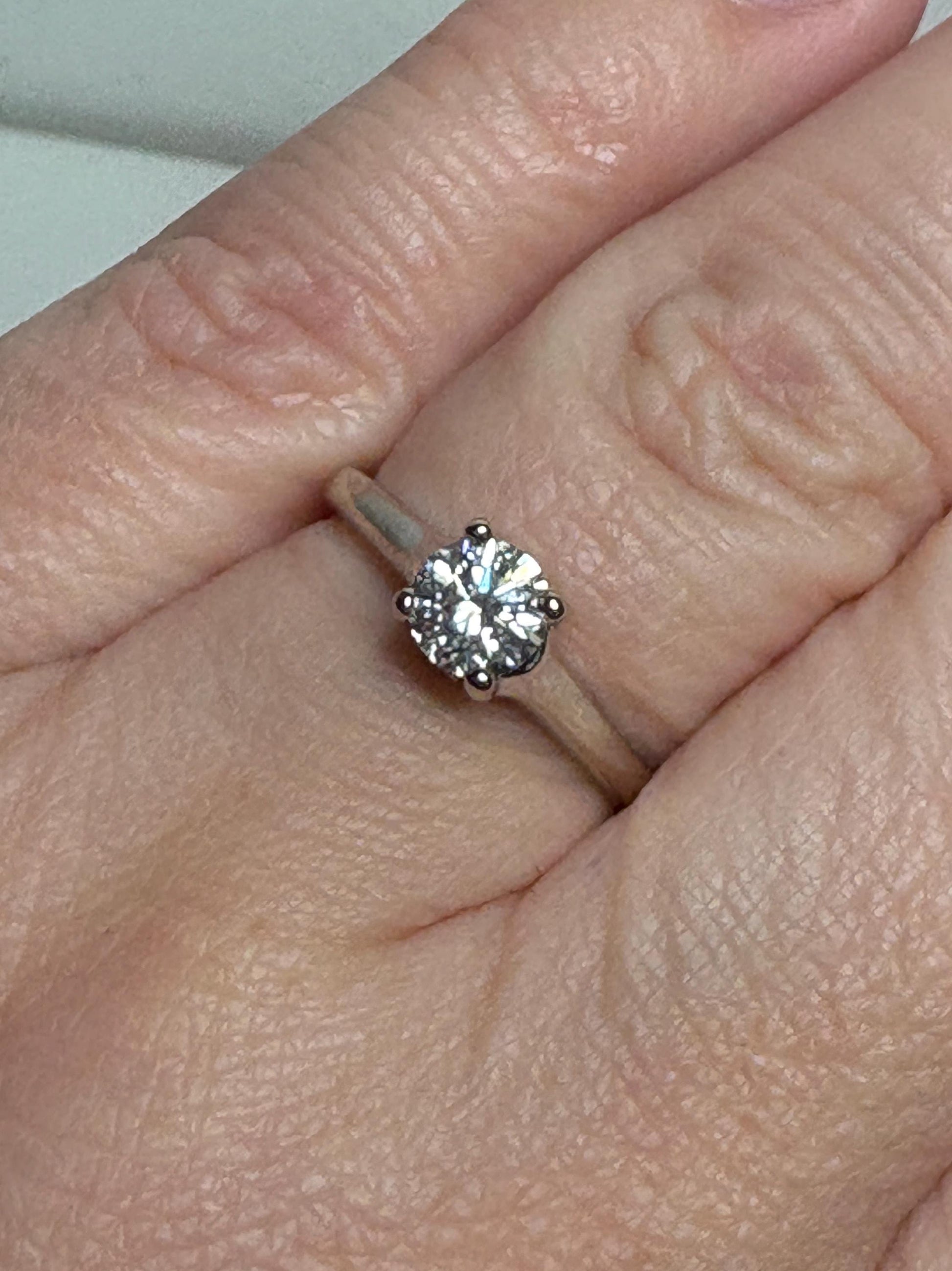 Classic Diamond Solitaire Engagement Ring in Solid 14k White Gold .56ct ctr size 6 - NewLifeJewelryVault