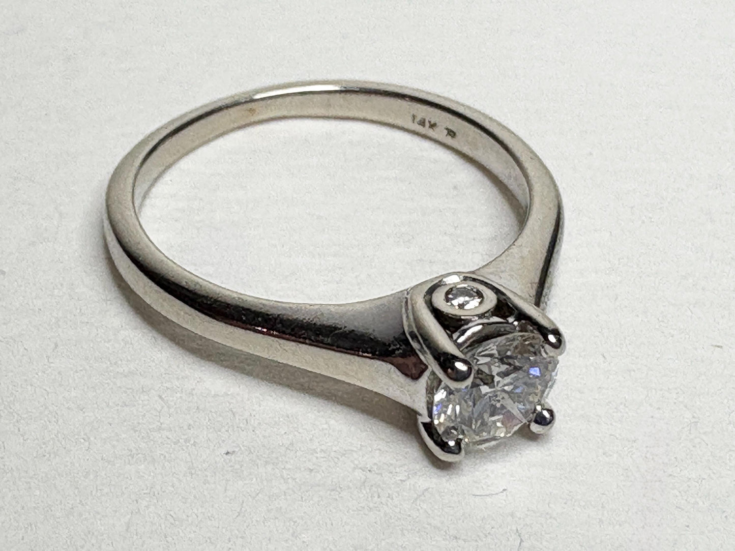 Classic Diamond Solitaire Engagement Ring in Solid 14k White Gold .56ct ctr size 6 - NewLifeJewelryVault