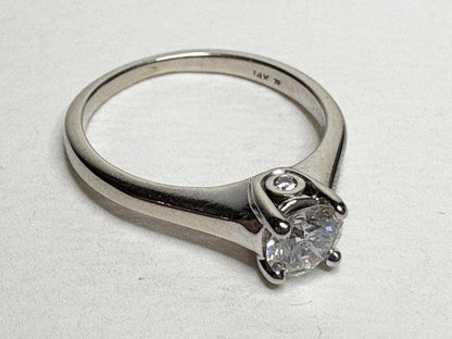 Classic Diamond Solitaire Engagement Ring in Solid 14k White Gold .56ct ctr size 6 - NewLifeJewelryVault
