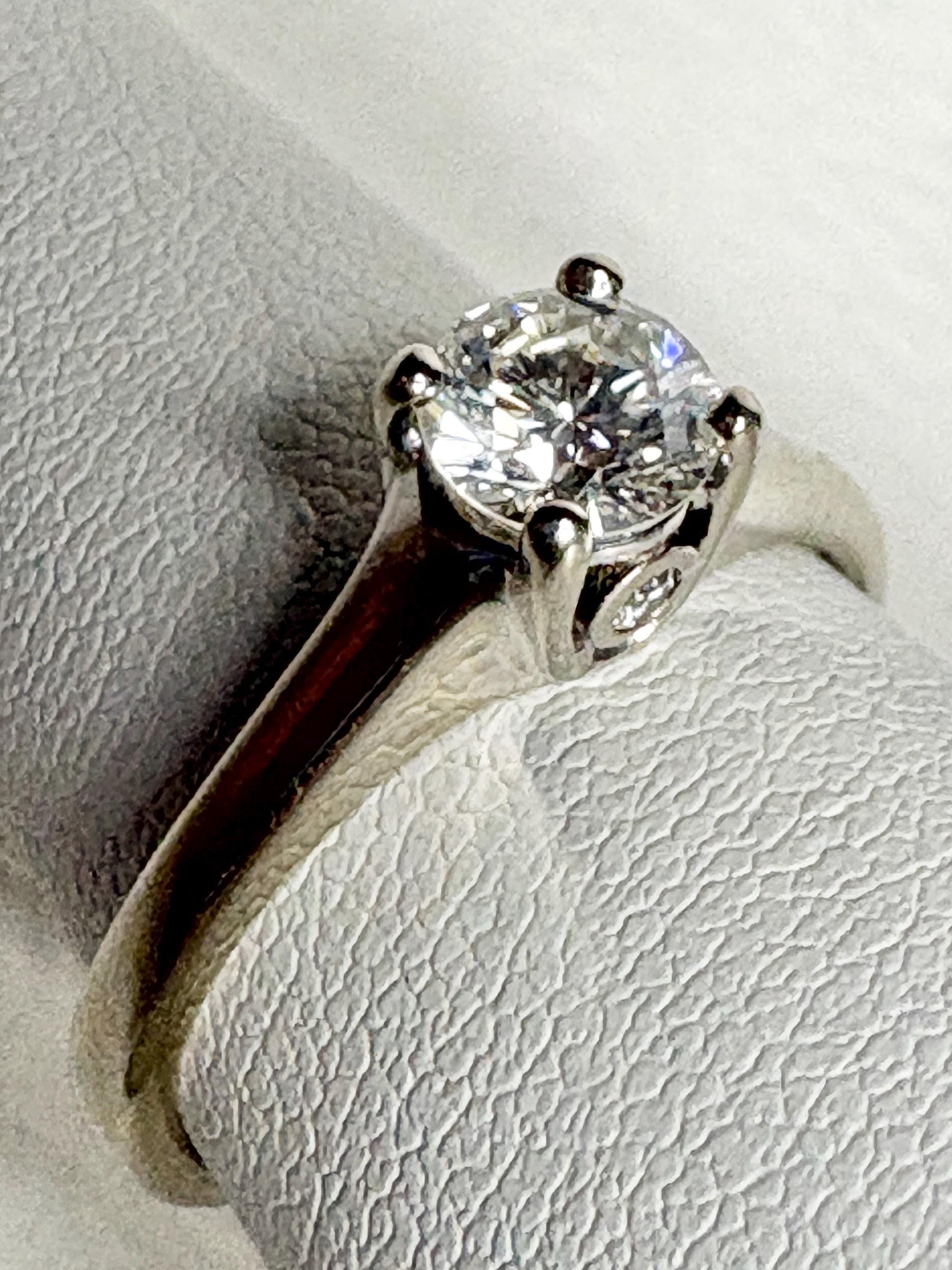 Classic Diamond Solitaire Engagement Ring in Solid 14k White Gold .56ct ctr size 6 - NewLifeJewelryVault