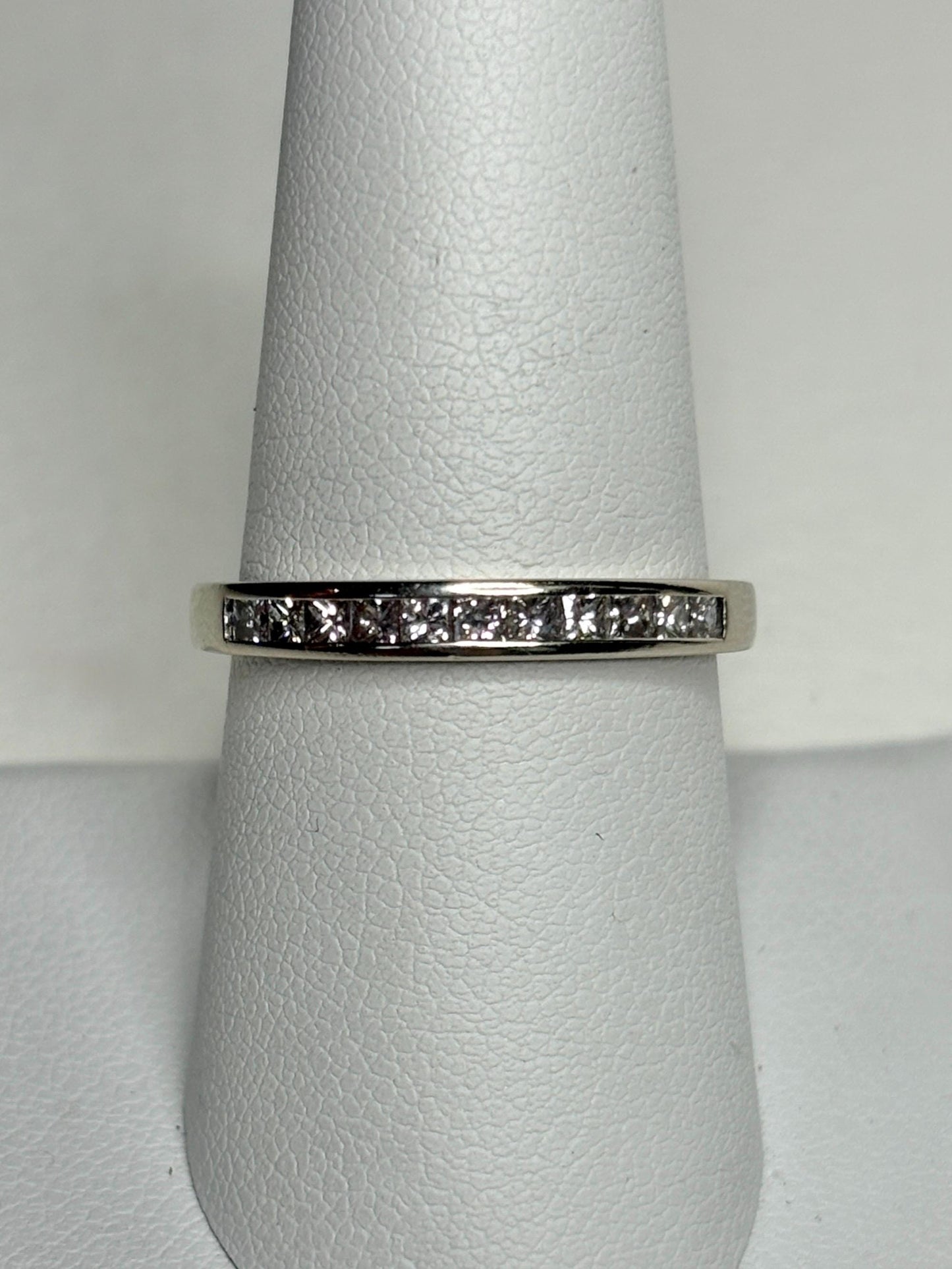 Channel Set Princess Cut Diamond Band Ring by Shane Co Solid 14k White Gold size 8.5 - NewLifeJewelryVault