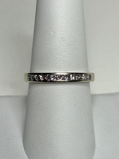 Channel Set Princess Cut Diamond Band Ring by Shane Co Solid 14k White Gold size 8.5 - NewLifeJewelryVault