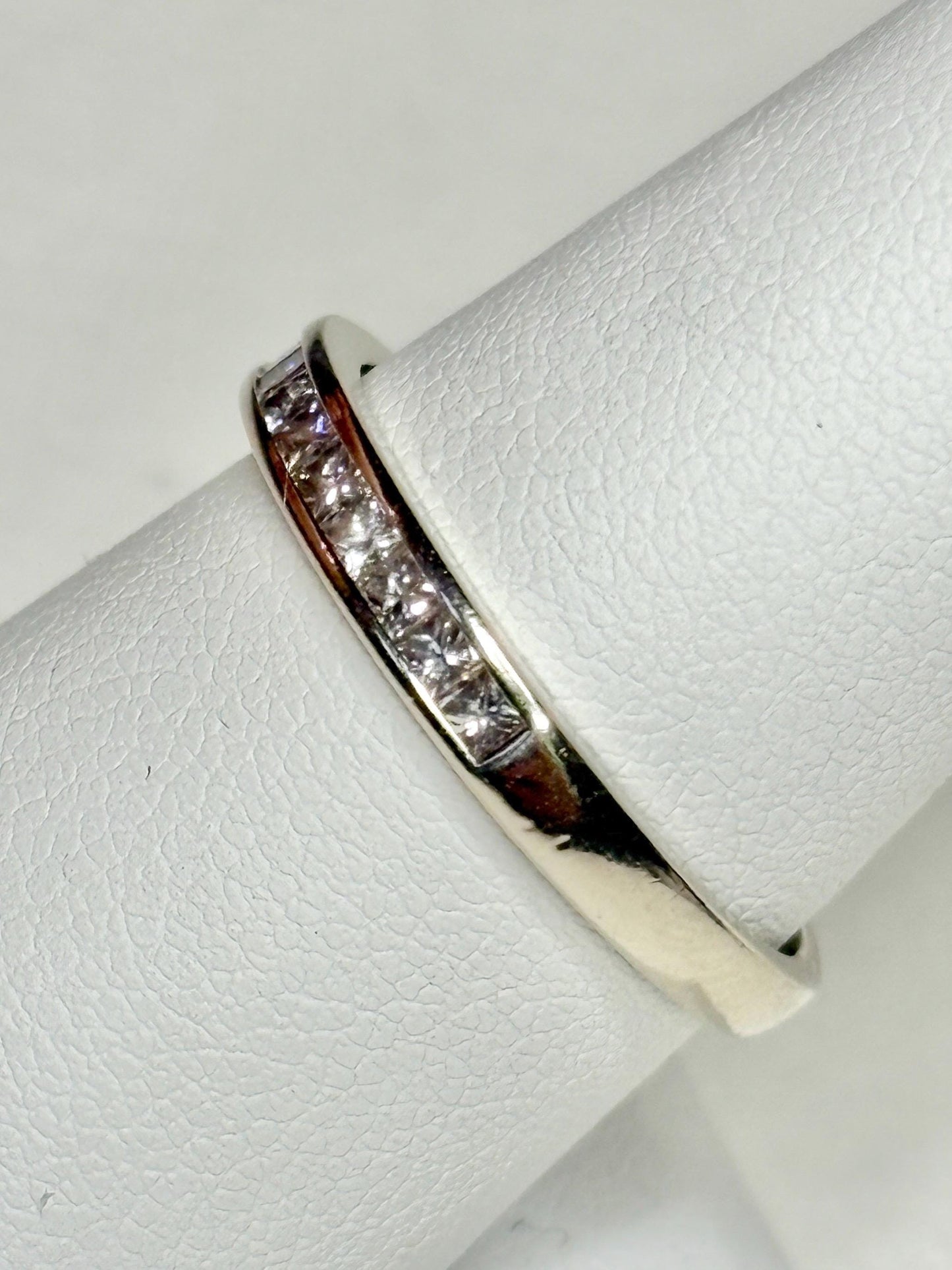 Channel Set Princess Cut Diamond Band Ring by Shane Co Solid 14k White Gold size 8.5 - NewLifeJewelryVault