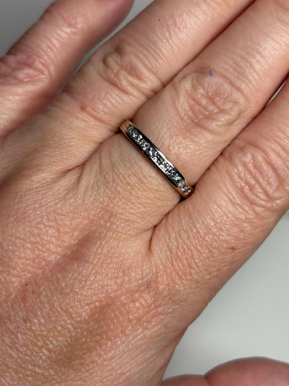 Channel Set Princess Cut Diamond Band Ring by Shane Co Solid 14k White Gold size 8.5 - NewLifeJewelryVault