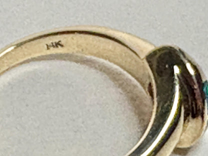 Trillion Tanzanite and Australian Opal Inlayed Band Ring Solid 14k Gold size 7.25 - NewLifeJewelryVault