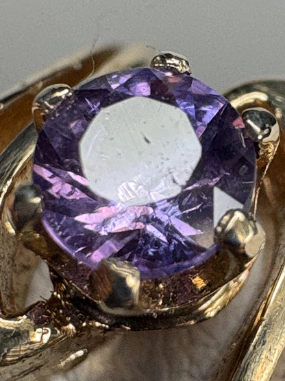 Natural Purple Sapphire Solitaire Bypass Style Ring Solid 14k Gold size 6.5 - NewLifeJewelryVault