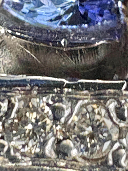 LeVian Tanzanite and Diamond Band Ring in Solid 18k White Gold size 7 - NewLifeJewelryVault