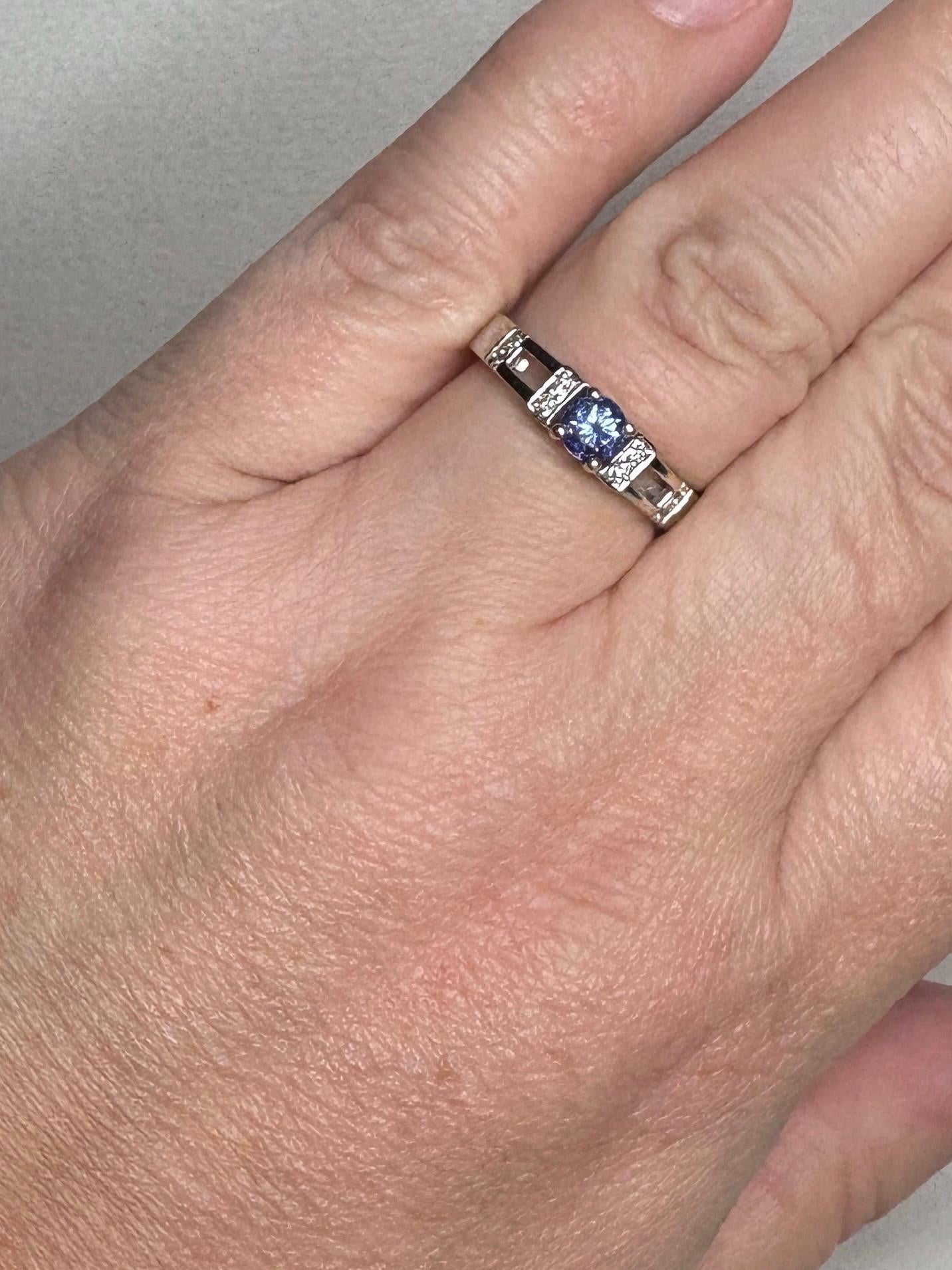 LeVian Tanzanite and Diamond Band Ring in Solid 18k White Gold size 7 - NewLifeJewelryVault