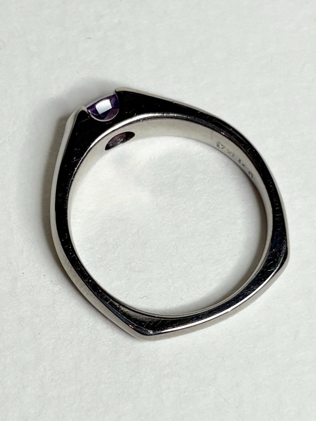 Violet Purple Natural Sapphire Band Ring in Solid 14k White Gold with Euro Shank size 7.75 - NewLifeJewelryVault