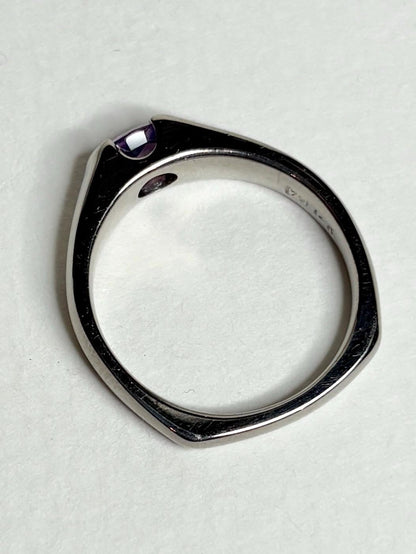 Violet Purple Natural Sapphire Band Ring in Solid 14k White Gold with Euro Shank size 7.75 - NewLifeJewelryVault