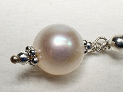 Akoya Pearl Dangle Drop Earrings in Sterling Silver Lever Back 8mm - NewLifeJewelryVault