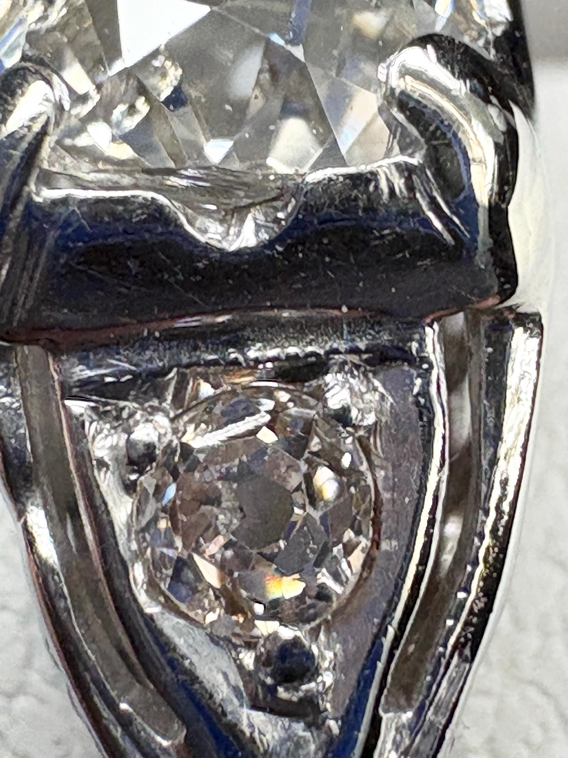 Art Deco Old Miner's Cut Diamond Trilogy Ring in Solid 18k White Gold size 7.25 - NewLifeJewelryVault