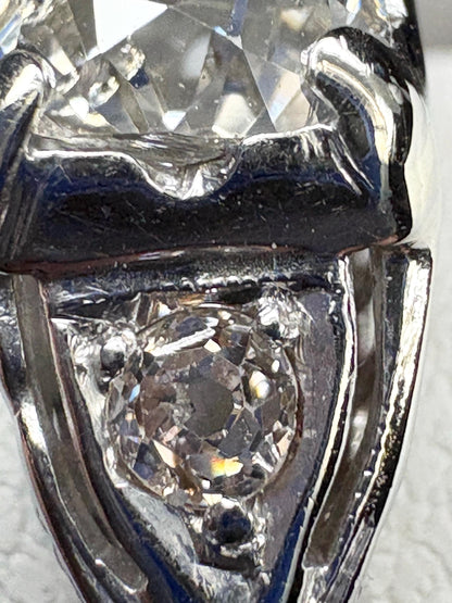 Art Deco Old Miner's Cut Diamond Trilogy Ring in Solid 18k White Gold size 7.25 - NewLifeJewelryVault