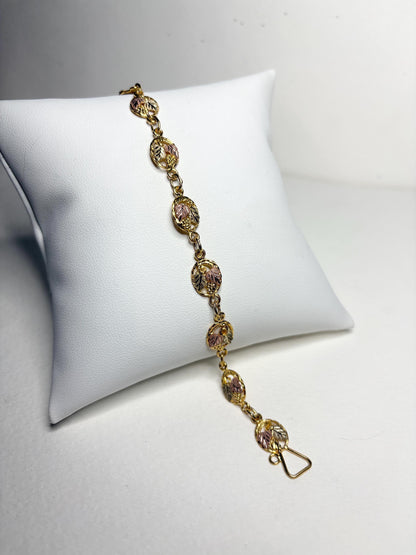 Black Hills Gold Solid 12k Gold Leaves on GF Bracelet 7.3" - NewLifeJewelryVault