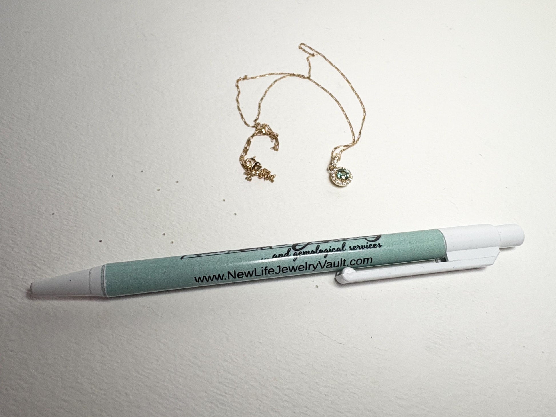 Natural Emerald Diamond halo Pendant Necklace Solid 9k Gold on a 14k Figero Chain 18" - NewLifeJewelryVault