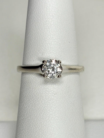 Classic Diamond Solitaire Engagement Ring in Solid 14k White Gold .56ct ctr size 6 - NewLifeJewelryVault