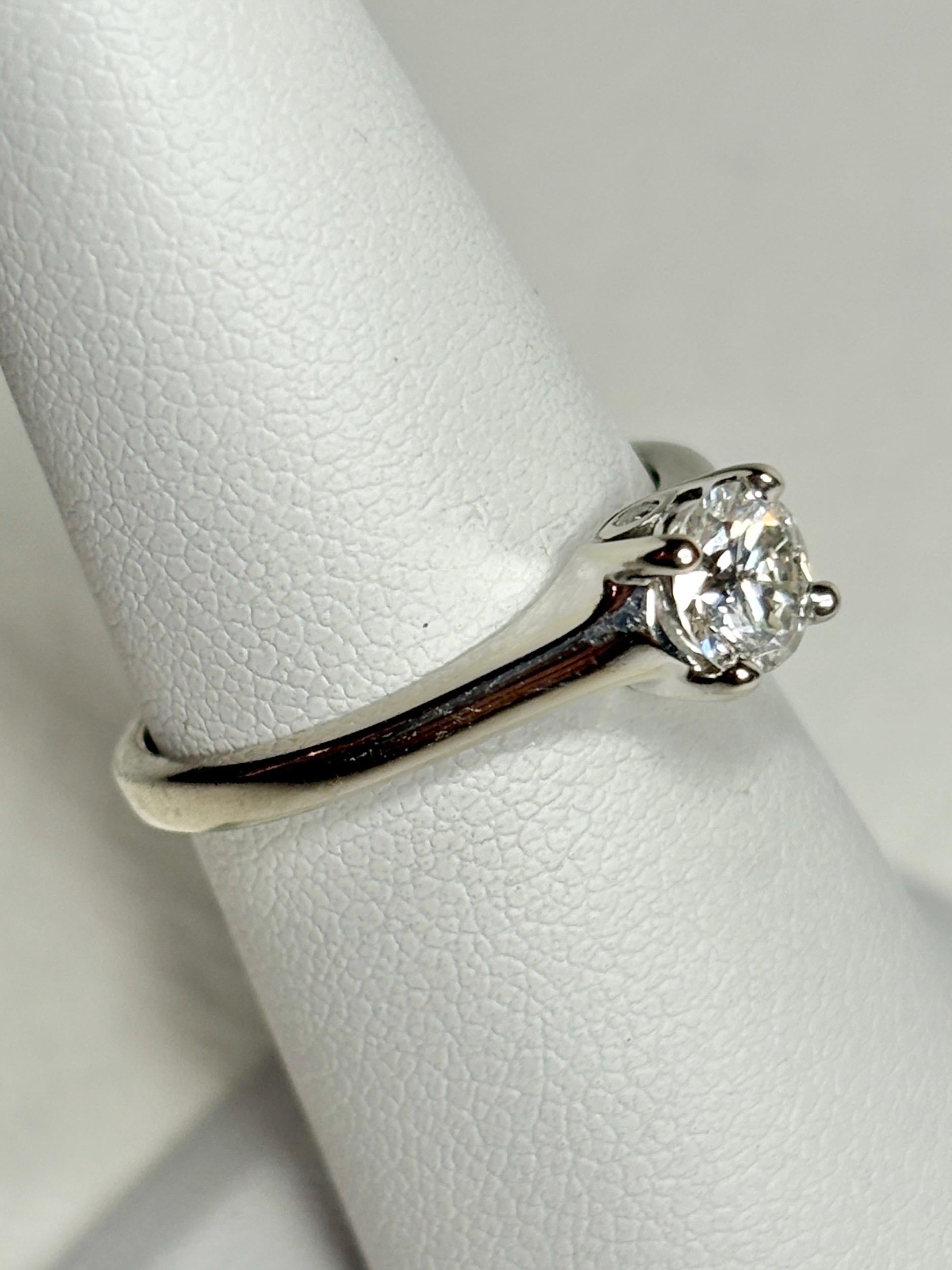 Classic Diamond Solitaire Engagement Ring in Solid 14k White Gold .56ct ctr size 6 - NewLifeJewelryVault