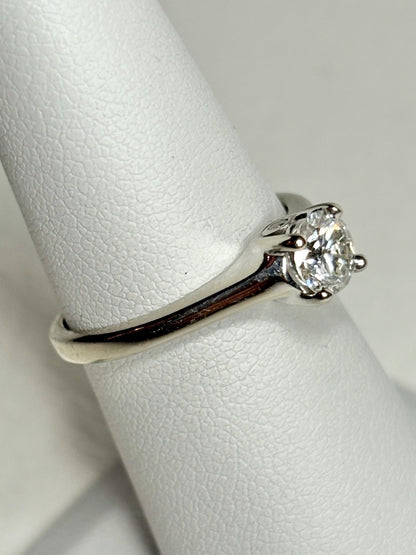 Classic Diamond Solitaire Engagement Ring in Solid 14k White Gold .56ct ctr size 6 - NewLifeJewelryVault