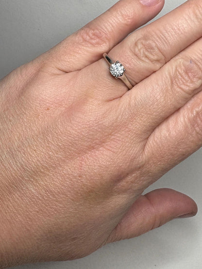 Classic Diamond Solitaire Engagement Ring in Solid 14k White Gold .56ct ctr size 6 - NewLifeJewelryVault