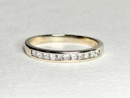 Channel Set Princess Cut Diamond Band Ring by Shane Co Solid 14k White Gold size 8.5 - NewLifeJewelryVault