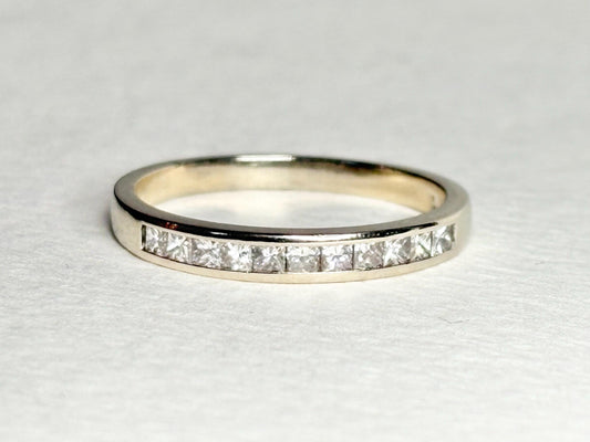 Channel Set Princess Cut Diamond Band Ring by Shane Co Solid 14k White Gold size 8.5 - NewLifeJewelryVault