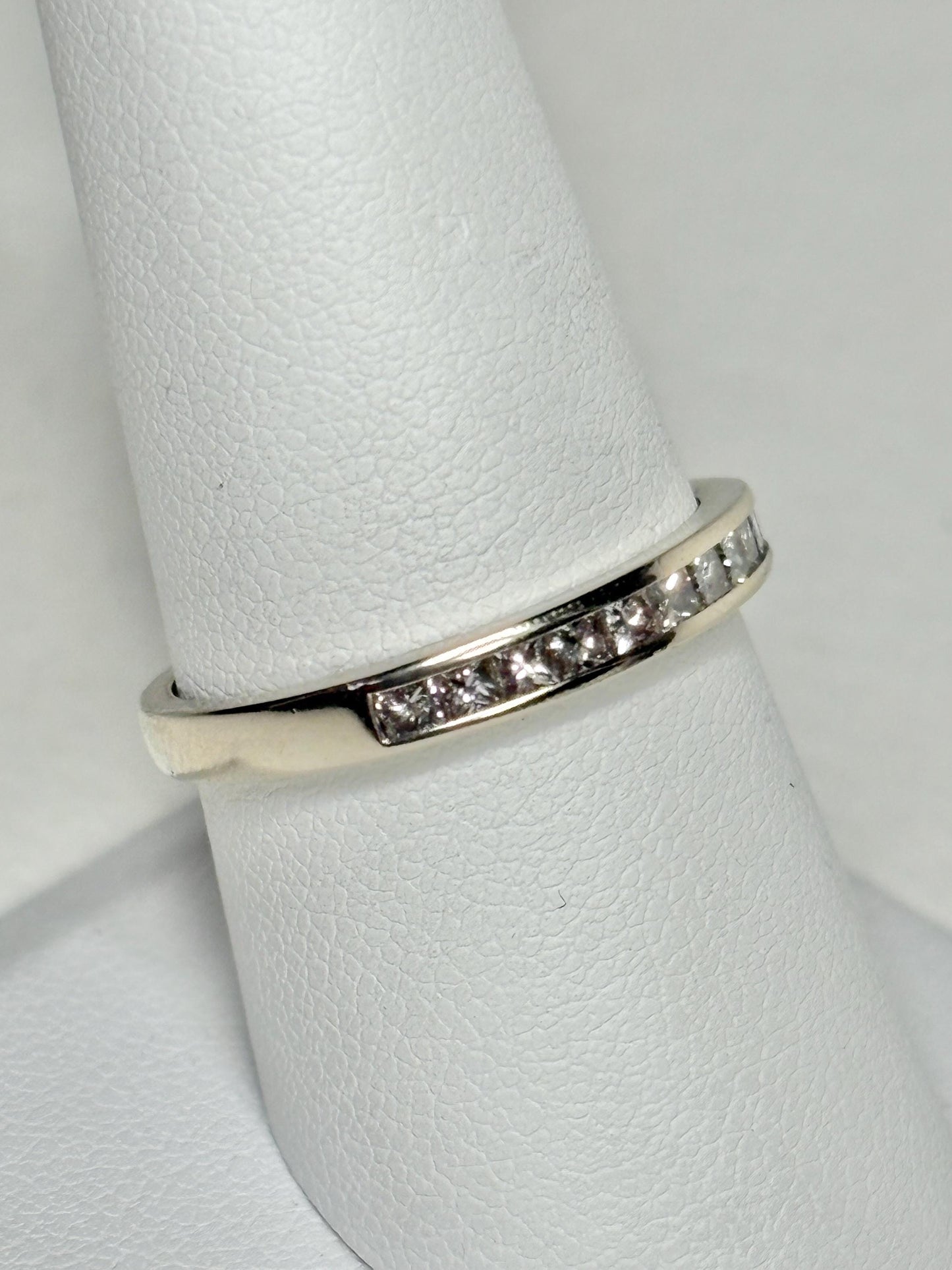 Channel Set Princess Cut Diamond Band Ring by Shane Co Solid 14k White Gold size 8.5 - NewLifeJewelryVault