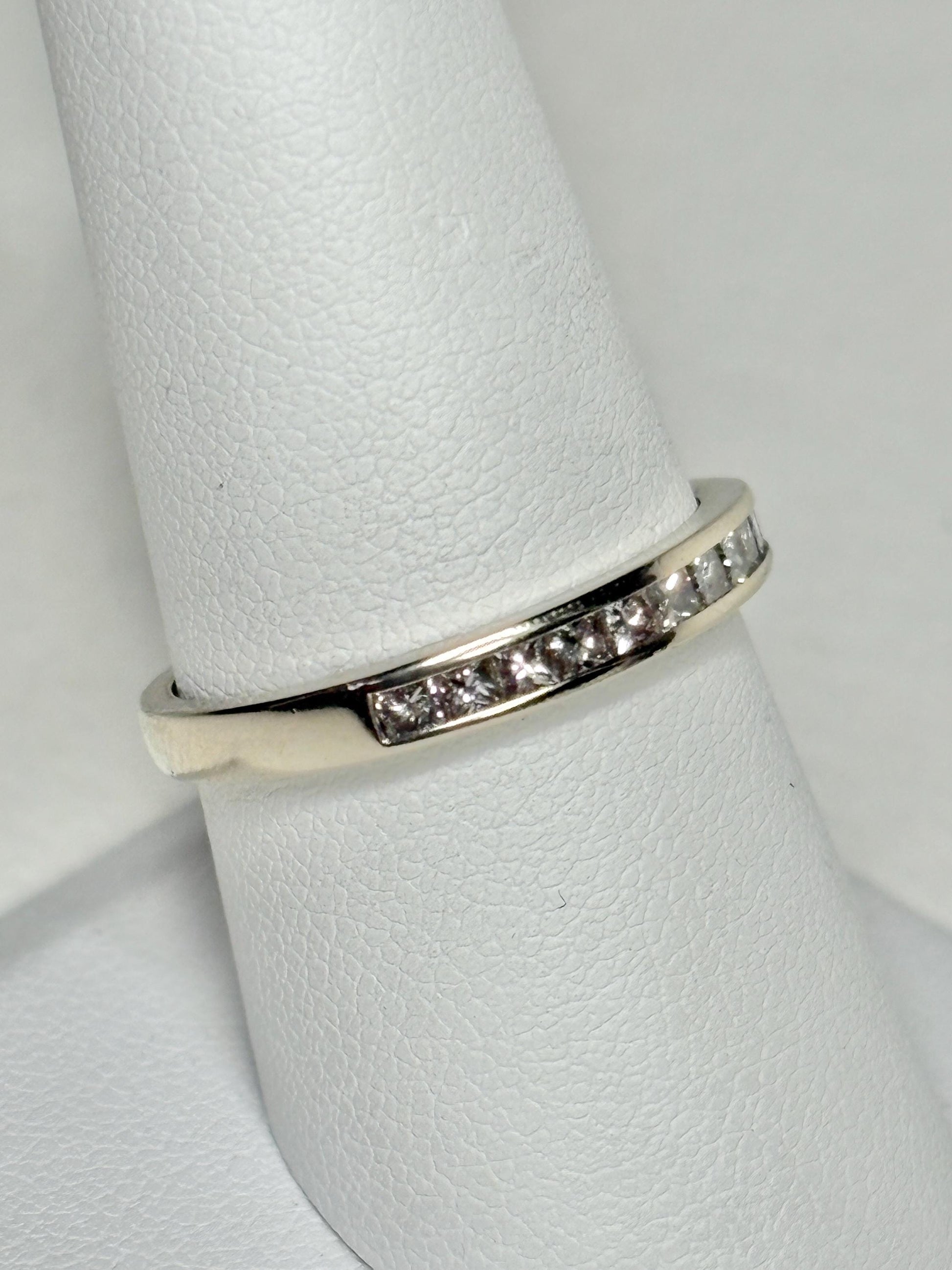 Channel Set Princess Cut Diamond Band Ring by Shane Co Solid 14k White Gold size 8.5 - NewLifeJewelryVault