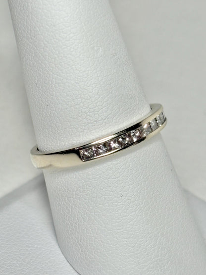 Channel Set Princess Cut Diamond Band Ring by Shane Co Solid 14k White Gold size 8.5 - NewLifeJewelryVault