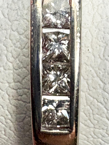 Channel Set Princess Cut Diamond Band Ring by Shane Co Solid 14k White Gold size 8.5 - NewLifeJewelryVault