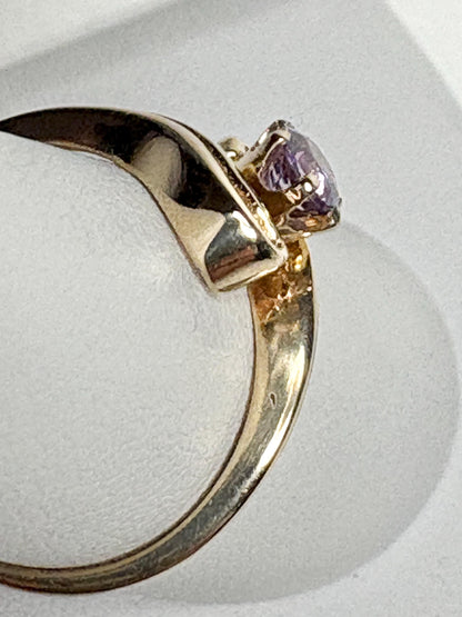 Natural Purple Sapphire Solitaire Bypass Style Ring Solid 14k Gold size 6.5 - NewLifeJewelryVault