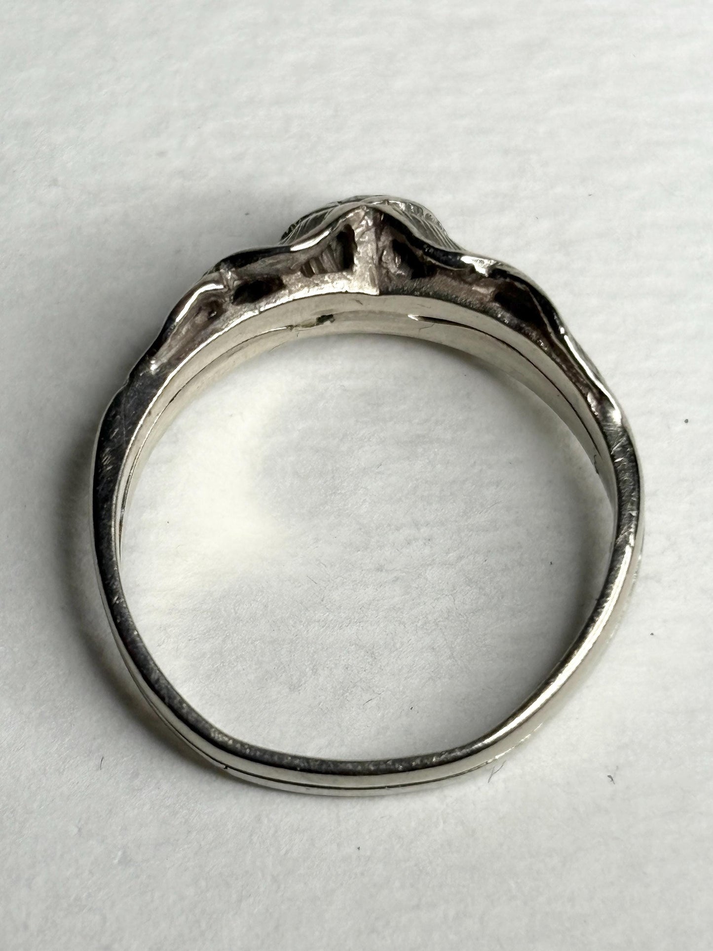 Floral Bridal Set Ring Solid 14k White Gold size 6.75 PLEASE READ - NewLifeJewelryVault