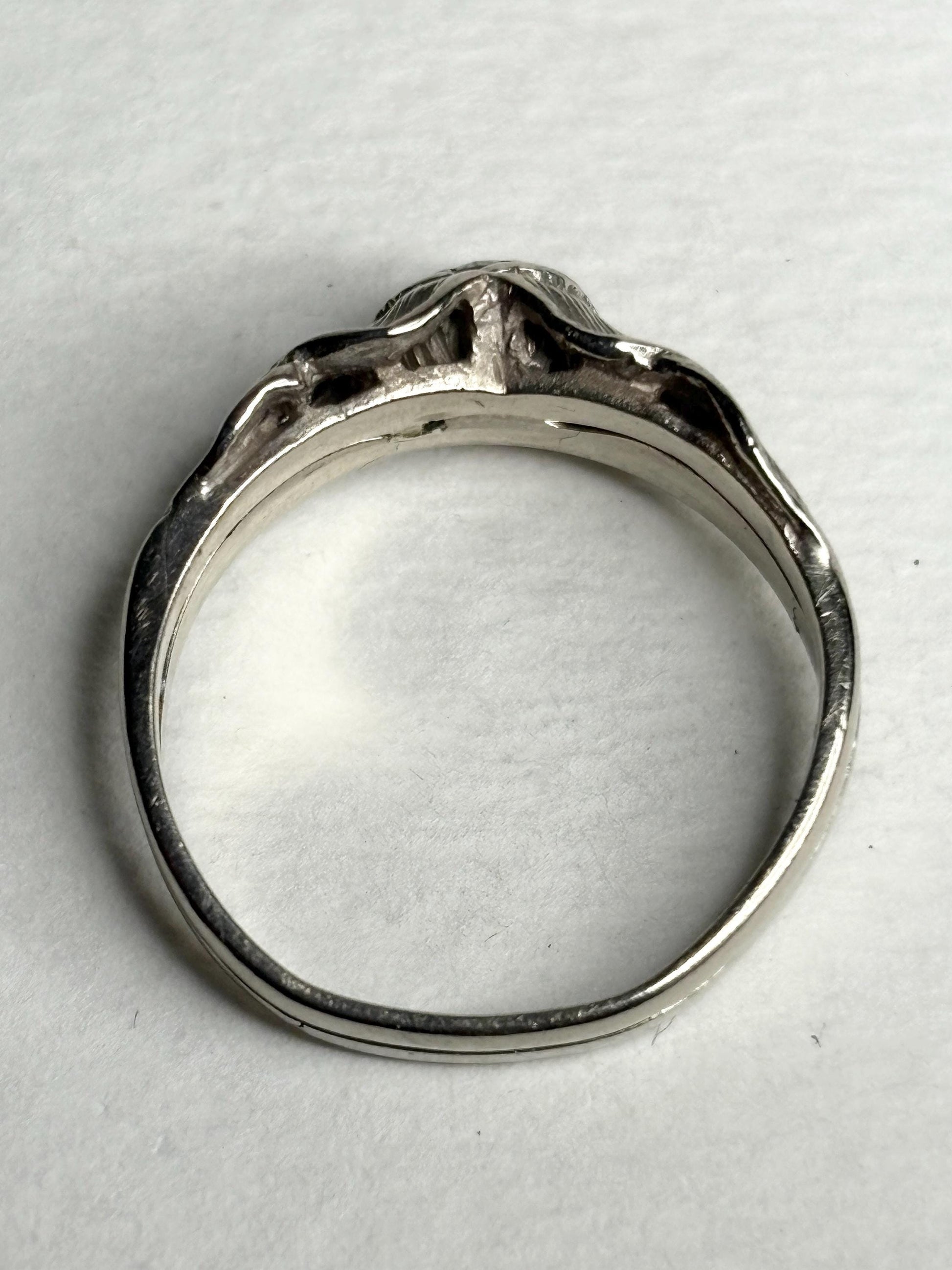 Floral Bridal Set Ring Solid 14k White Gold size 6.75 PLEASE READ - NewLifeJewelryVault