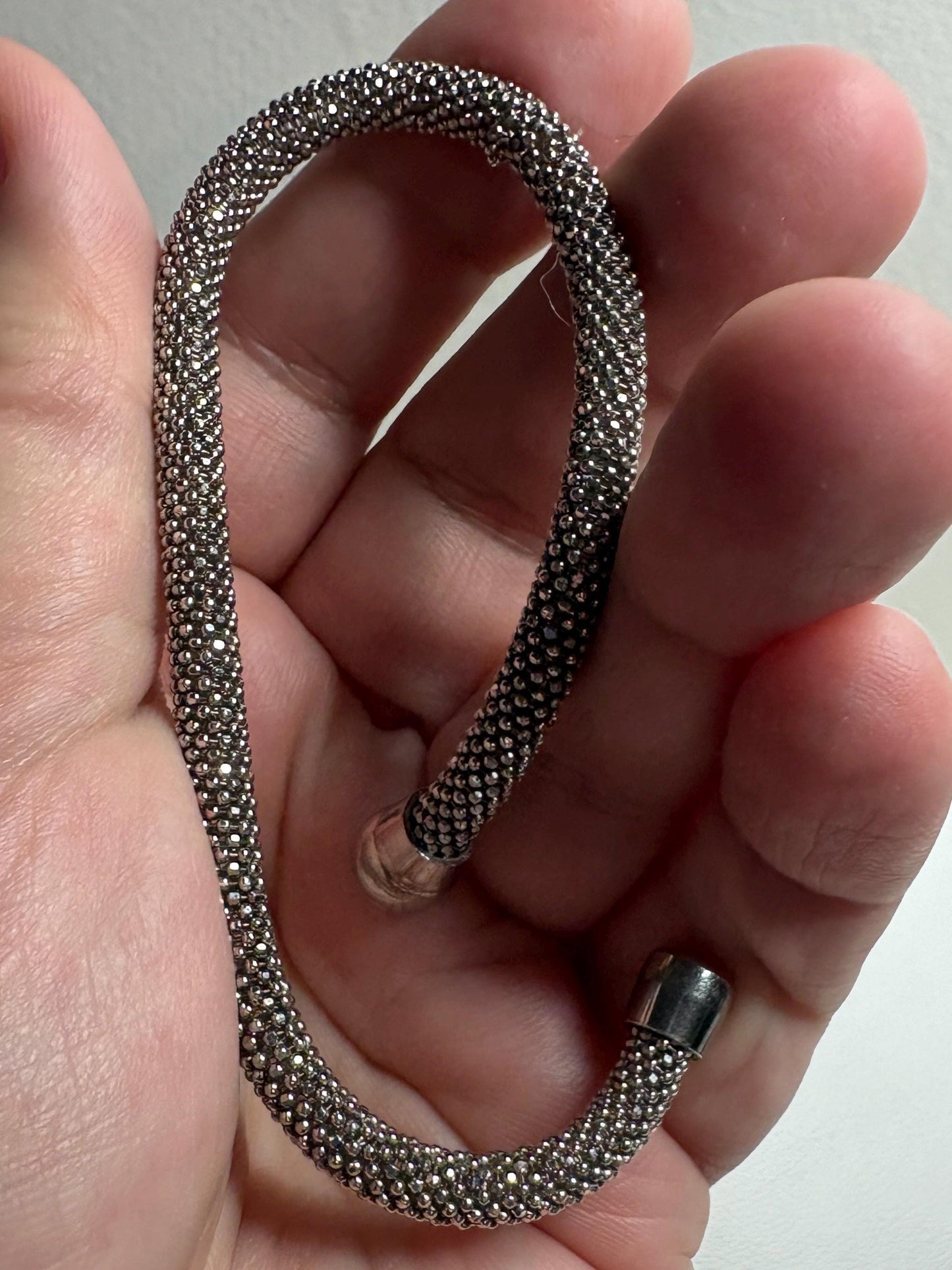 Sterling Silver Flexible Bracelet with Magnetic Clasp 7.5" - NewLifeJewelryVault