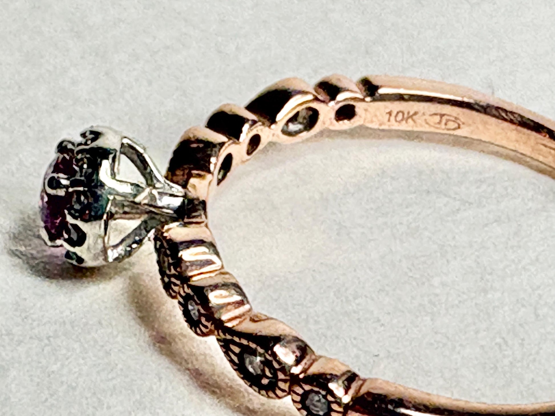 Natural Vivid Pink Sapphire Diamond Halo Ring Solid 10k Rose Gold size 8 - NewLifeJewelryVault