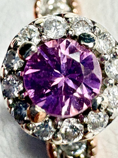 Natural Vivid Pink Sapphire Diamond Halo Ring Solid 10k Rose Gold size 8 - NewLifeJewelryVault