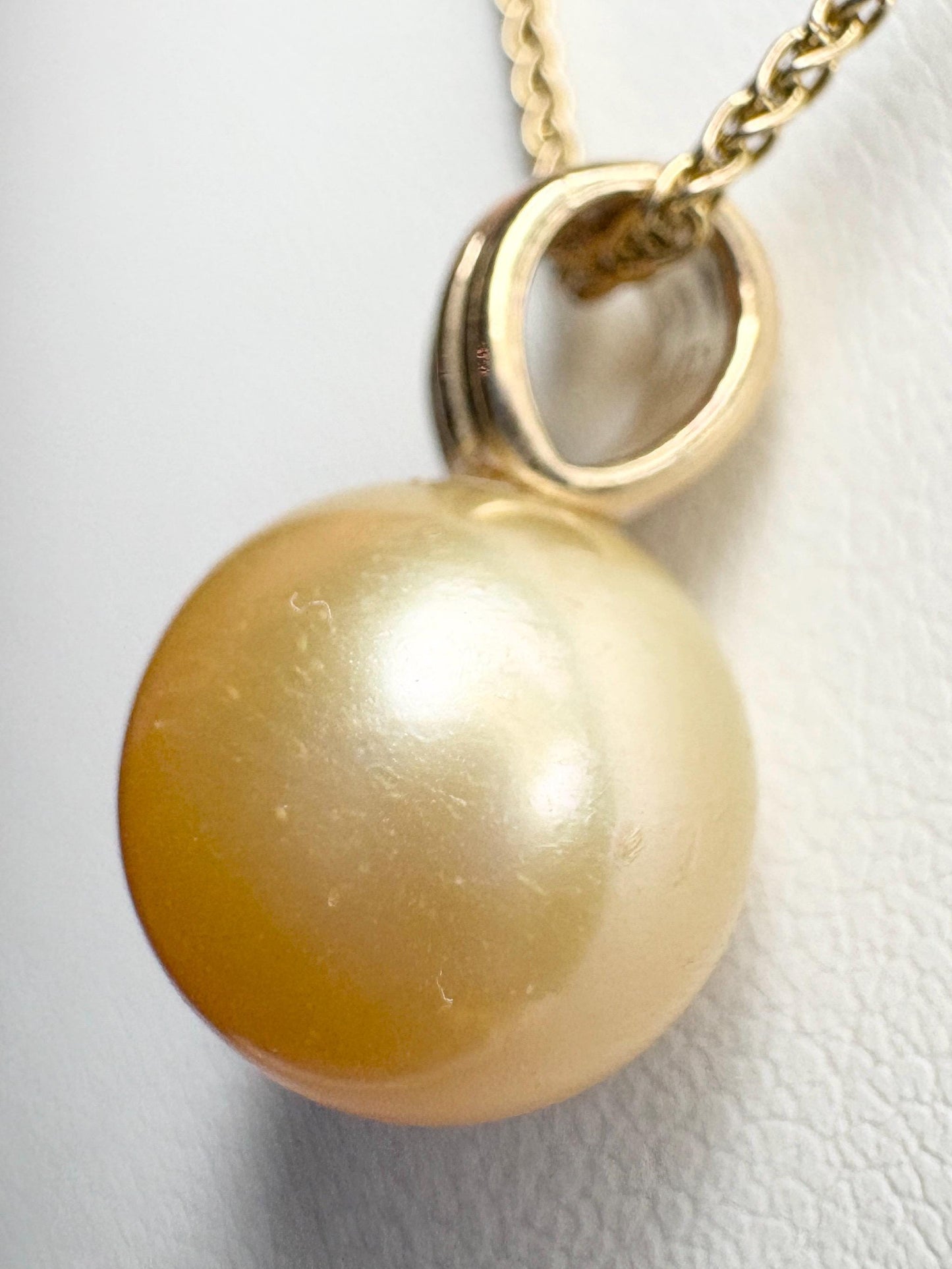 South Sea Golden Cultured Pearl Pendant Necklace Solid 14k Gold 20" - NewLifeJewelryVault