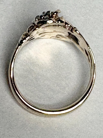 Mid Century or Retro Rose Diamond Ring Solid 14k Gold 6.2g size 7.25 - NewLifeJewelryVault