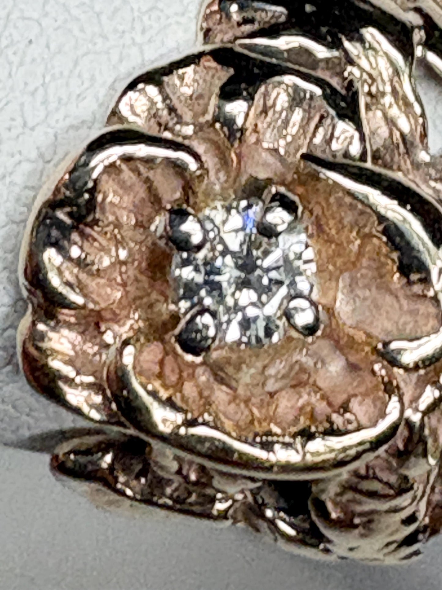 Mid Century or Retro Rose Diamond Ring Solid 14k Gold 6.2g size 7.25 - NewLifeJewelryVault