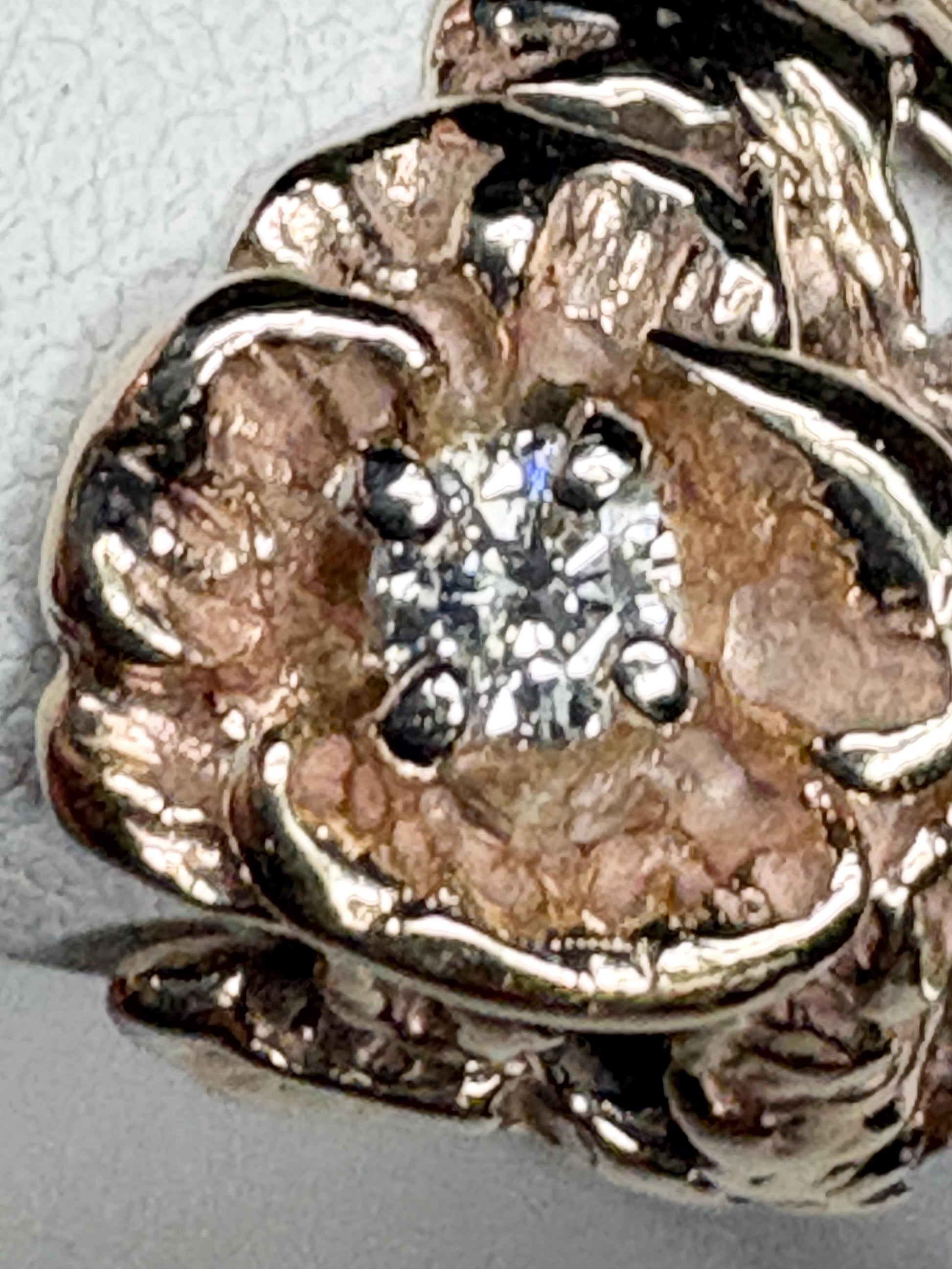 Mid Century or Retro Rose Diamond Ring Solid 14k Gold 6.2g size 7.25 - NewLifeJewelryVault