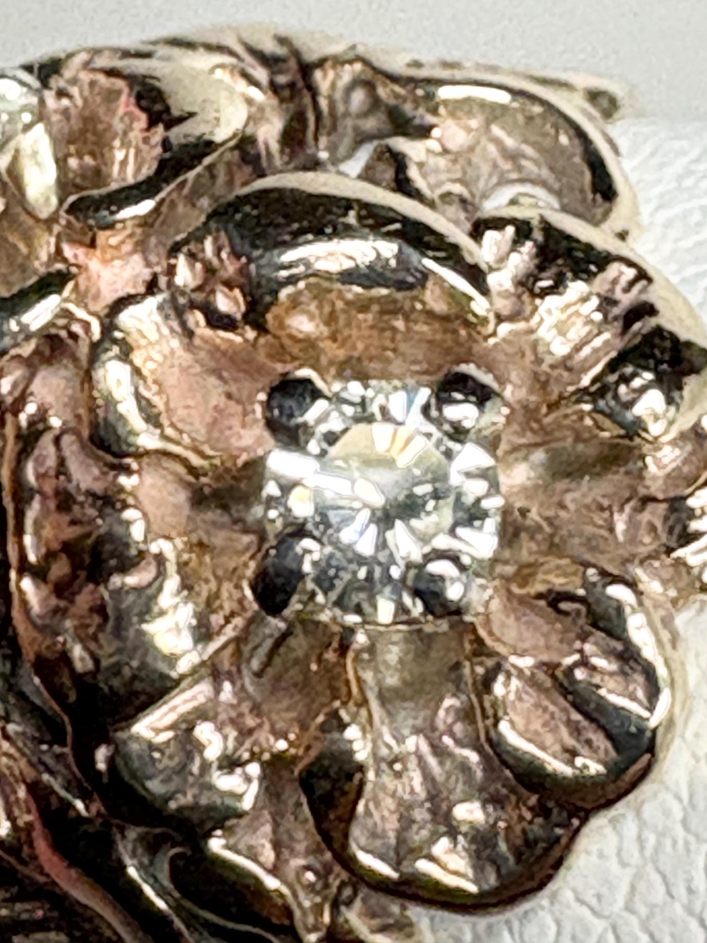 Mid Century or Retro Rose Diamond Ring Solid 14k Gold 6.2g size 7.25 - NewLifeJewelryVault