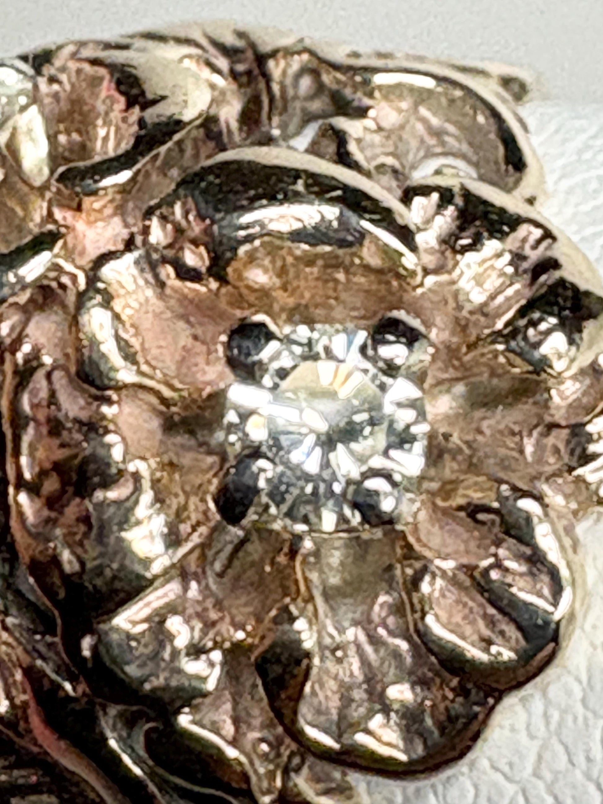 Mid Century or Retro Rose Diamond Ring Solid 14k Gold 6.2g size 7.25 - NewLifeJewelryVault