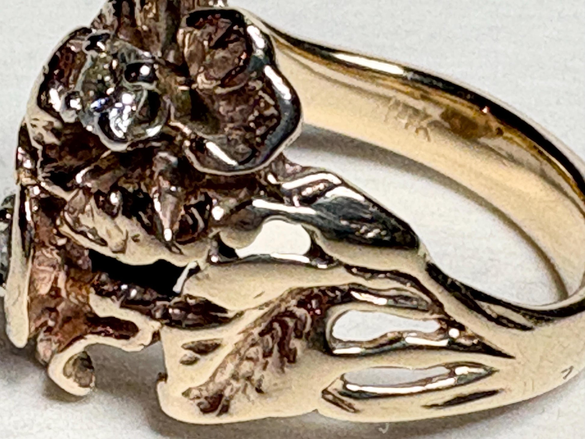 Mid Century or Retro Rose Diamond Ring Solid 14k Gold 6.2g size 7.25 - NewLifeJewelryVault