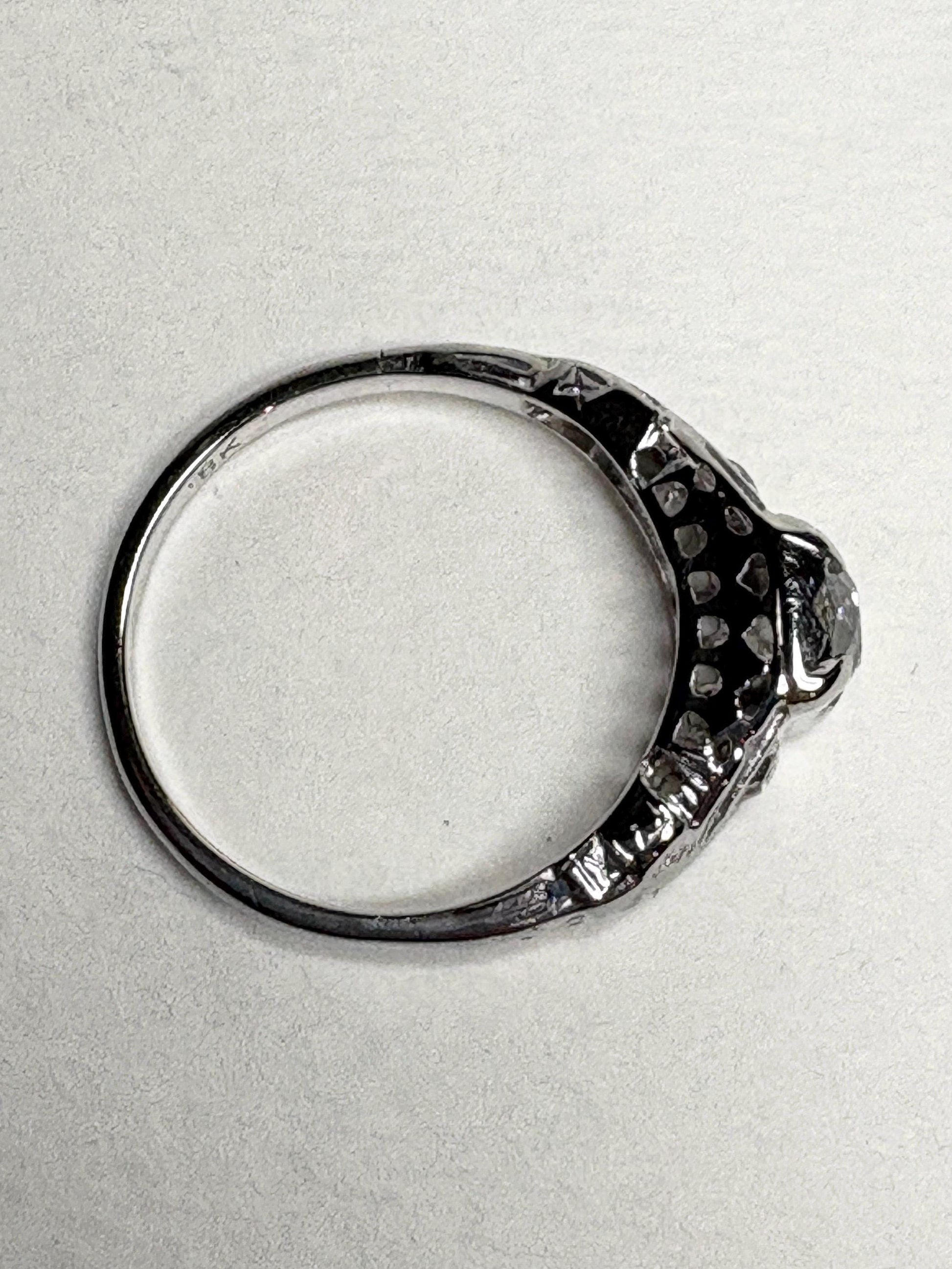 Art Deco Old Miner's Cut Diamond Trilogy Ring in Solid 18k White Gold size 7.25 - NewLifeJewelryVault