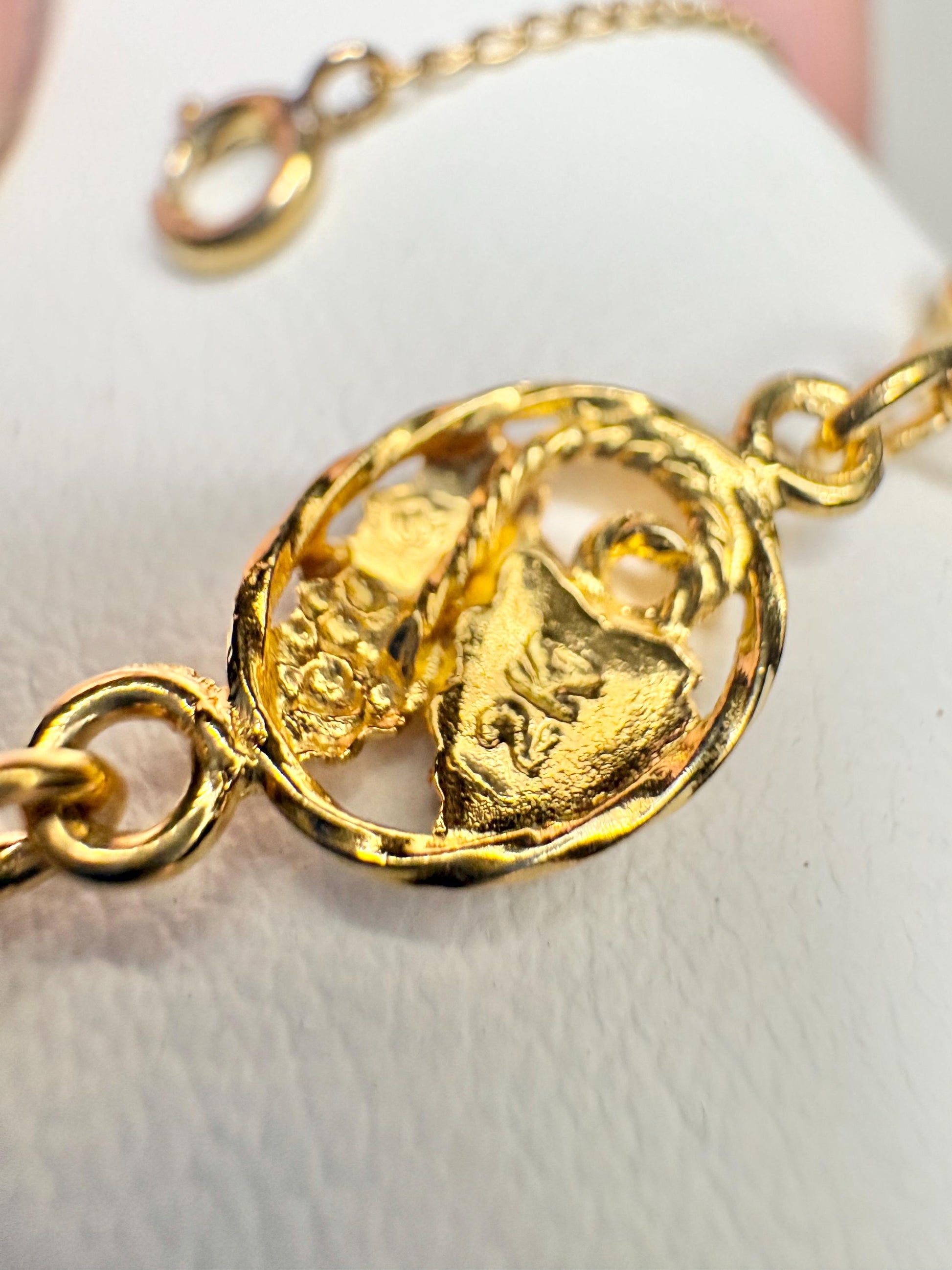 Black Hills Gold Solid 12k Gold Leaves on GF Bracelet 7.3" - NewLifeJewelryVault