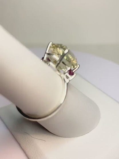 Oregon Sunstone and Idaho Rhodolite Garnet ring fancy cut ring in sterling silver, well over 5ct size 6.5
